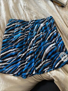 overtime Blue & Black Zebra Print Athletic Shorts